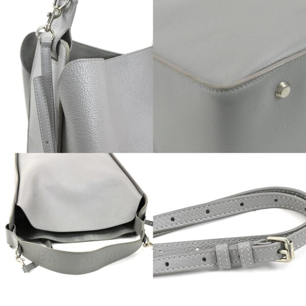 r10114g 5 c Balenciaga Leather North South Shoulder Bag Gray