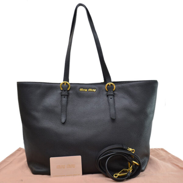 r8097e Miu Miu Bag Leather Black Crossbody Shoulder Bag