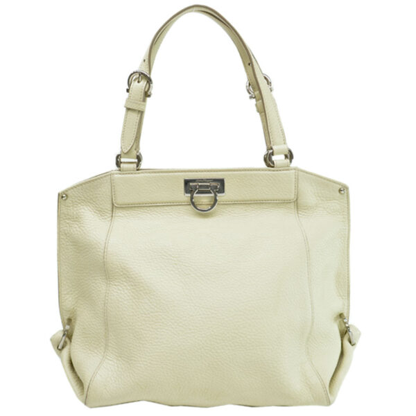 r8098e Salvatore Ferragamo Gancini Leather Shoulder Bag Yellow White