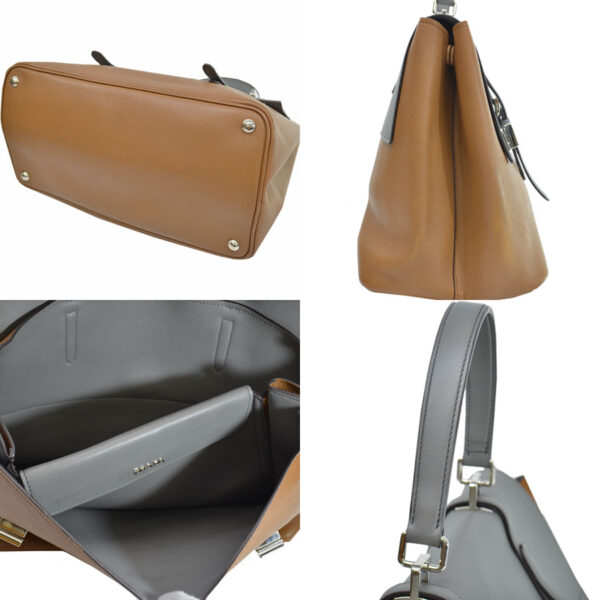 r8191a 1 Prada Leather Shoulder Bag Brown Gray