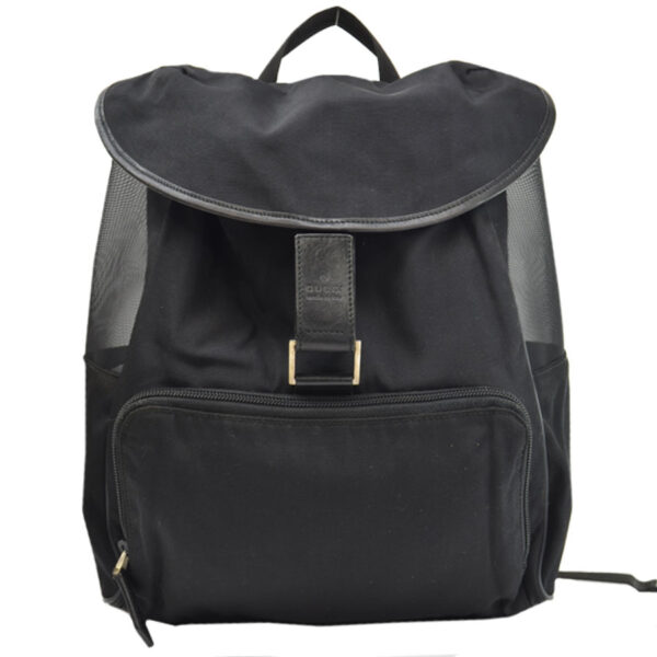 r8195a Gucci Nylon Leather Backpack Black