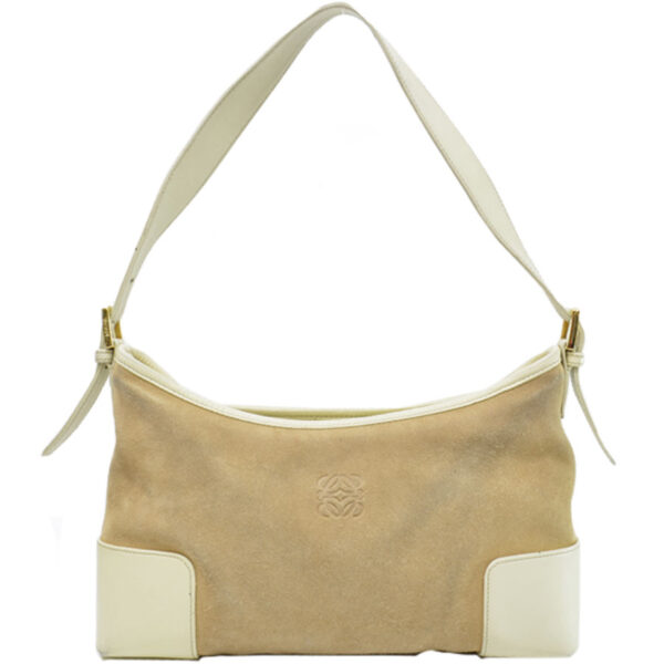 r8276a Loewe Anagram Suede Leather Shoulder Bag Brown White