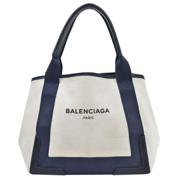 r8278a Balenciaga Canvas Leather Tote Bag White Navy