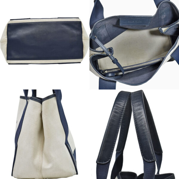 r8278a 1 Balenciaga Canvas Leather Tote Bag White Navy