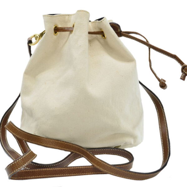 r8286 2 Salvatore Ferragamo Canvas Drawstring Bag white