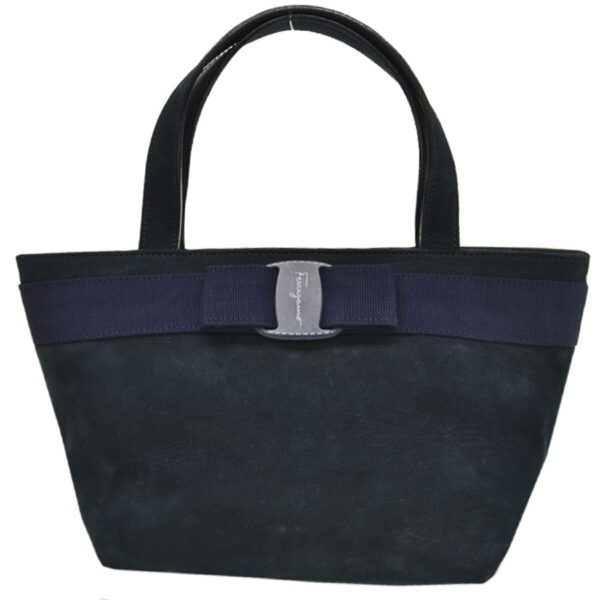 r8366a Salvatore Ferragamo Vara Suede Handbag Navy