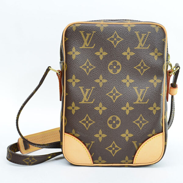 r8606a 2 Louis Vuitton Danube Monogram Canvas Crossbody Bag Brown