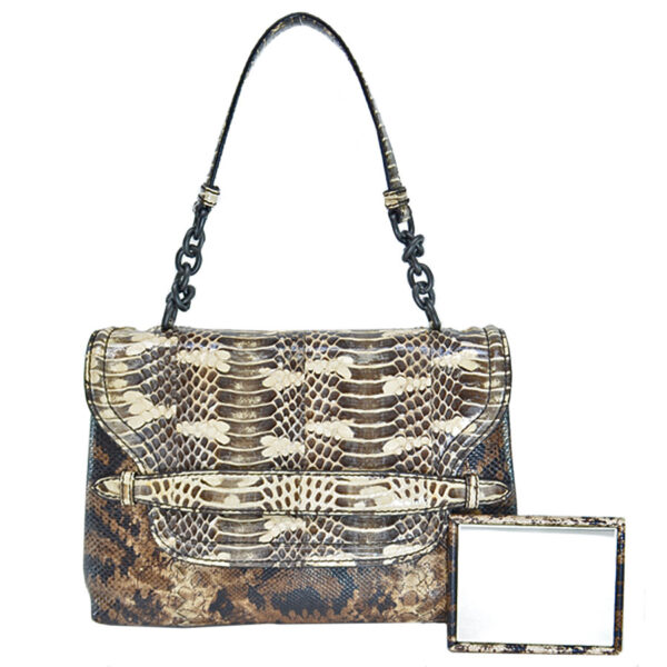 r8612a Bottega Veneta Python Lizard Handbag Brown