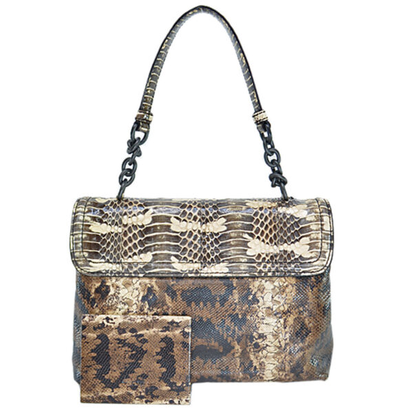 r8612a 2 Bottega Veneta Python Lizard Handbag Brown