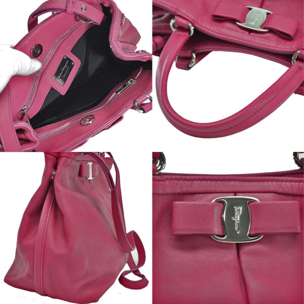 r8798g 5 Salvatore Ferragamo Rose Leather Shoulder Bag Magenta Pink