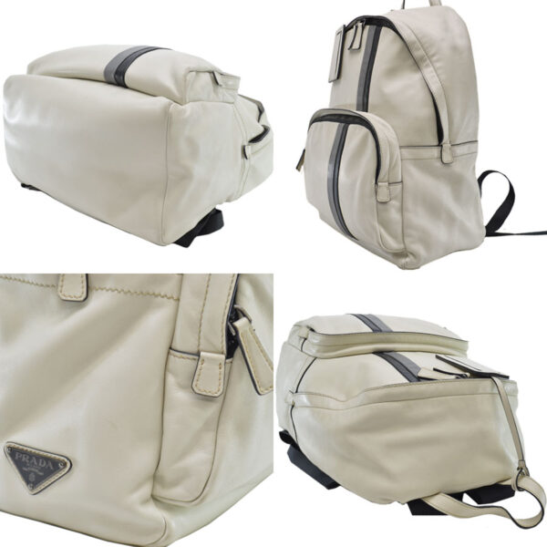 r8800a 4 Prada Triangle Leather Nylon Backpack White Black Gray