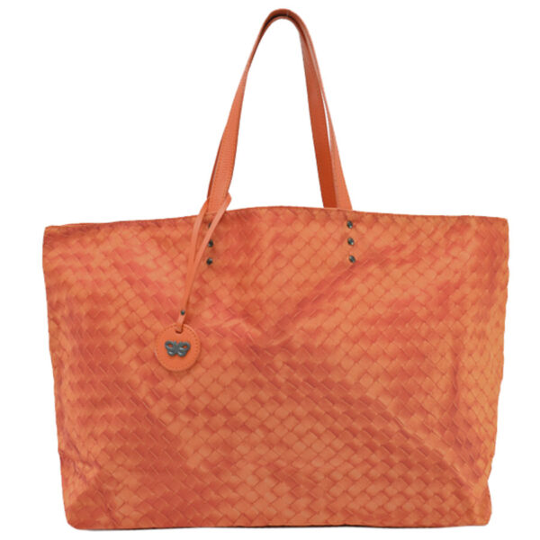 r8825a Bottega Veneta Nylon Leather Shoulder Bag Orange