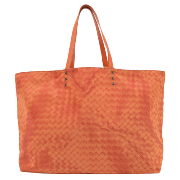 r8825a 1 Bottega Veneta Nylon Leather Shoulder Bag Orange