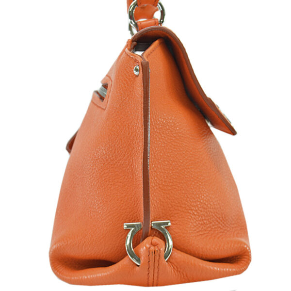 r8864a 3 Salvatore Ferragamo Gancini Leather Shoulder Bag Orange