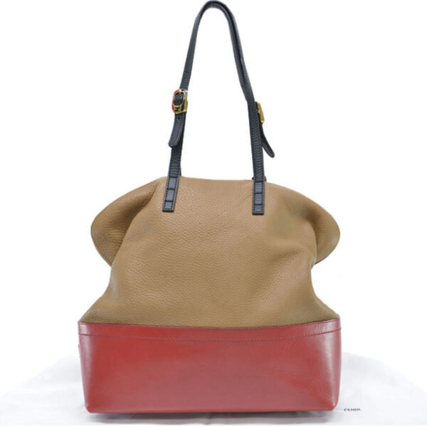 r8931a 2 Fendi Shoulder Bag Leather Beige Red Black