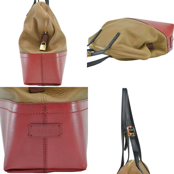 r8931a 5 Fendi Shoulder Bag Leather Beige Red Black