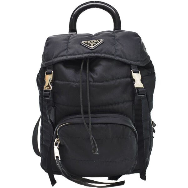 r8995g Prada Triangle Nylon Leather Backpack Black