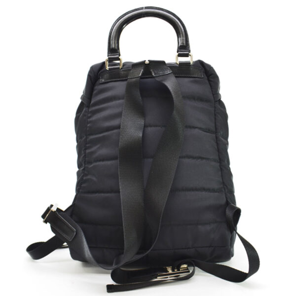 r8995g 1 Prada Triangle Nylon Leather Backpack Black