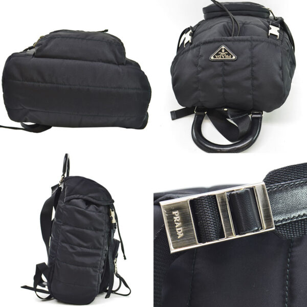 r8995g 4 Prada Triangle Nylon Leather Backpack Black