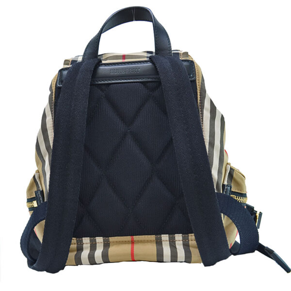 r8997g 1 Burberry Check Nylon Canvas Leather Backpack Beige Black