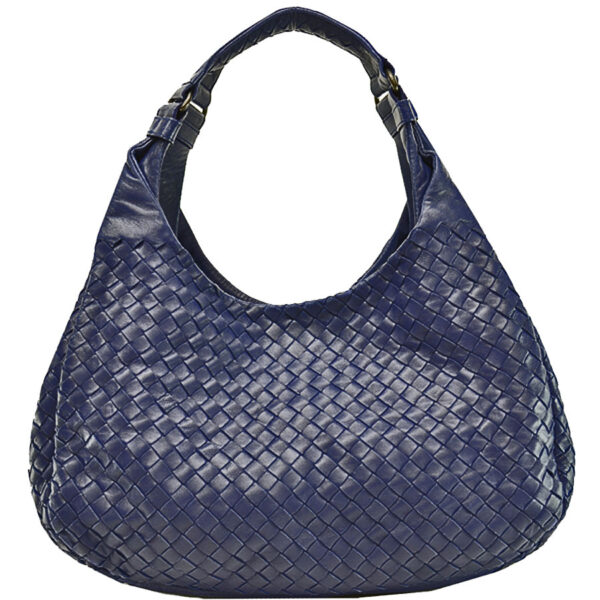 r9021a Bottega Veneta Intrecciato Leather Handbag Navy