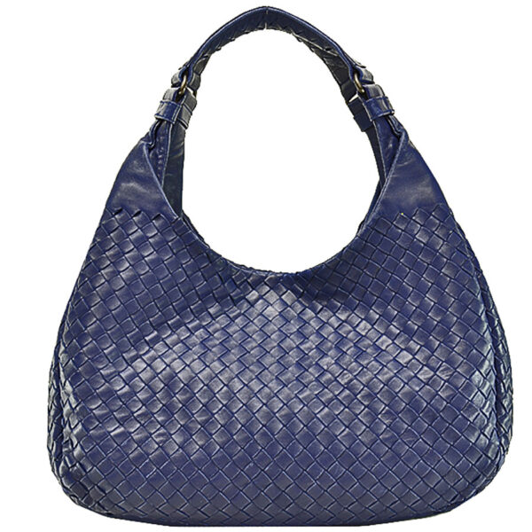 r9021a 1 Bottega Veneta Intrecciato Leather Handbag Navy