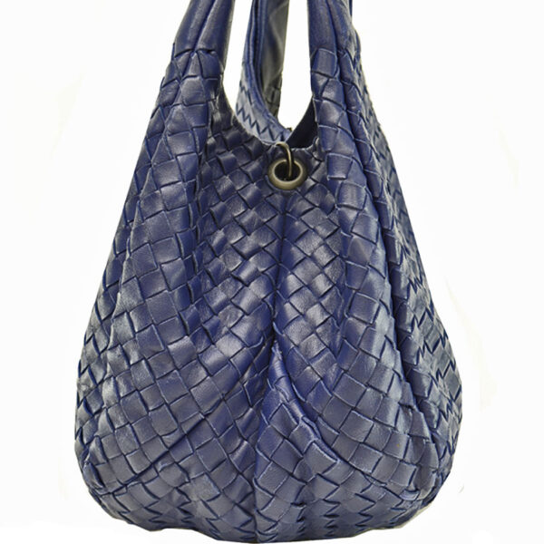 r9021a 3 Bottega Veneta Intrecciato Leather Handbag Navy