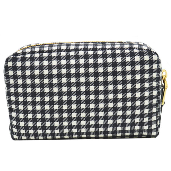 r9086f 1 Miu Miu Pouch Nylon Black White Gingham Check Multi Case