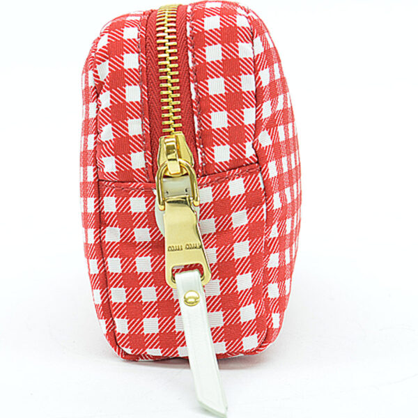 r9088f 3 Miu Miu Pouch Nylon Red White Gingham Check Multi Case