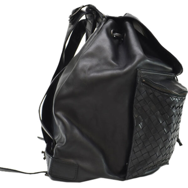 r9189a 2 Bottega Veneta Intrecciato Leather Backpack Black