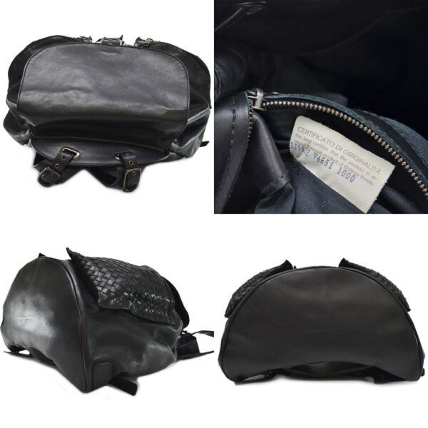 r9189a 4 Bottega Veneta Intrecciato Leather Backpack Black