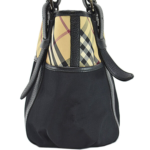 r9249a 2 Burberry Nova Check Nylon Canvas Leather Handbag Black