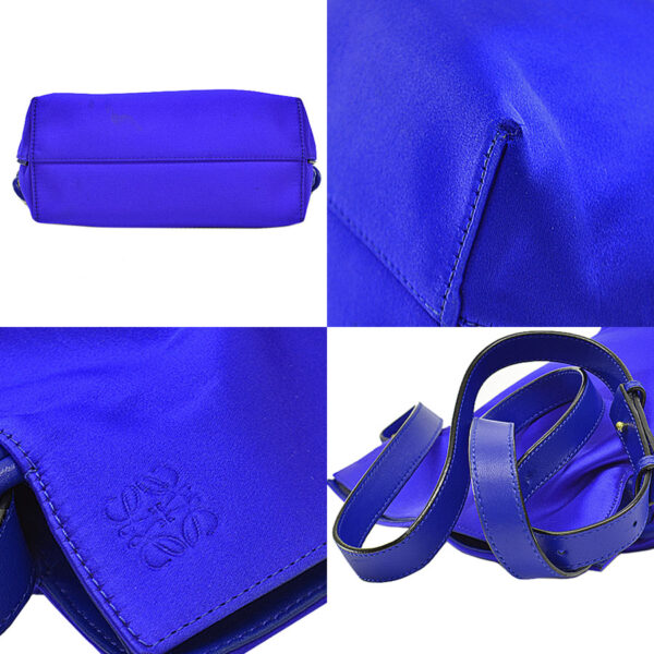 r9343f 4 Loewe Flamenco Satin Leather Shoulder Bag Blue