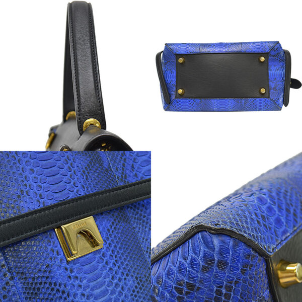 r9344f 4 Celine Belt Bag Shoulder Bag Python Leather Blue Black