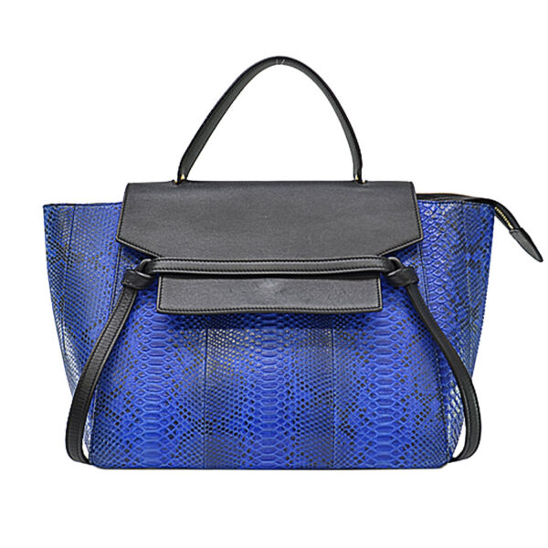 r9344f Celine Belt Bag Shoulder Bag Python Leather Blue Black