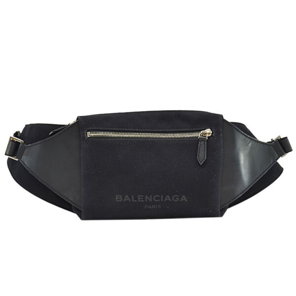 r9367i Balenciaga Leather Nylon Waist Pouch Black