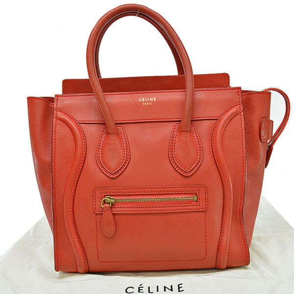 r9370g Celine Luggage Micro Shopper Handbag Leather Red