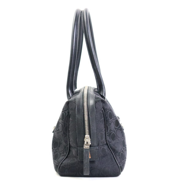 r9502g 1 Salvatore Ferragamo Gancini Canvas Leather Shoulder Bag Black