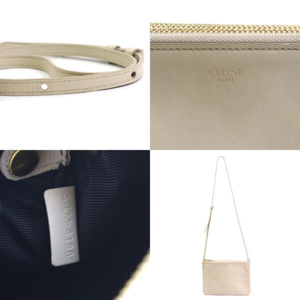 r9528a 10 c Celine Trio Crossbody Shoulder Bag Leather Beige