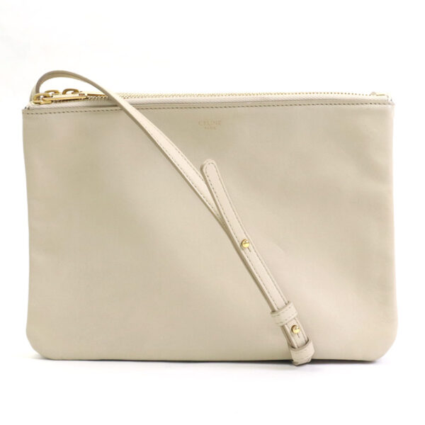 r9528a Celine Trio Crossbody Shoulder Bag Leather Beige