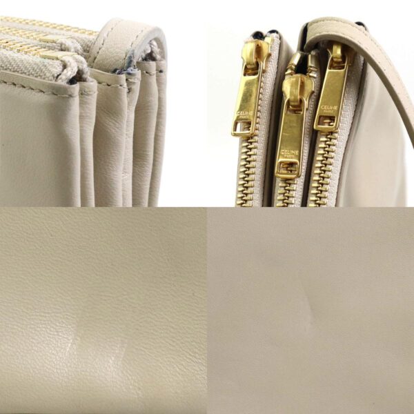 r9528a 6 c Celine Trio Crossbody Shoulder Bag Leather Beige