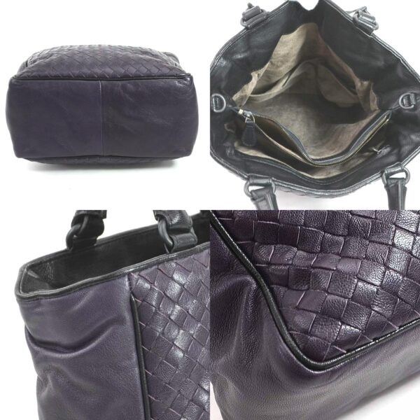 r9568a 3 c Bottega Veneta Intrecciato Leather Shoulder Bag Purple Black