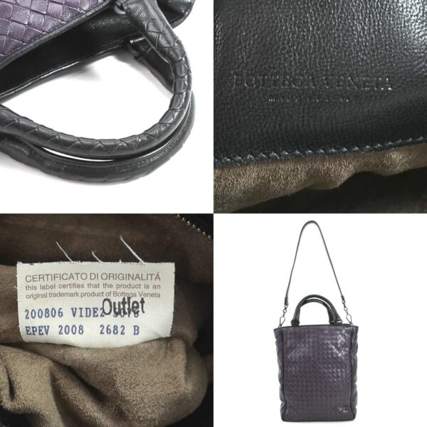 r9568a 7 c Bottega Veneta Intrecciato Leather Shoulder Bag Purple Black