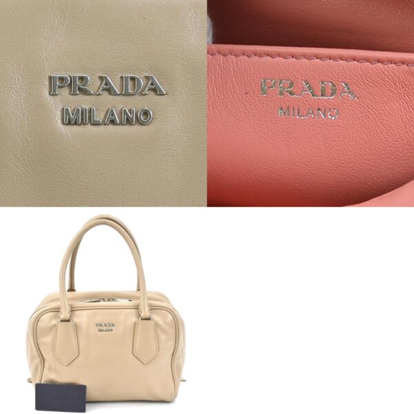 r9625a 13 c Prada Leather Handbag Beige