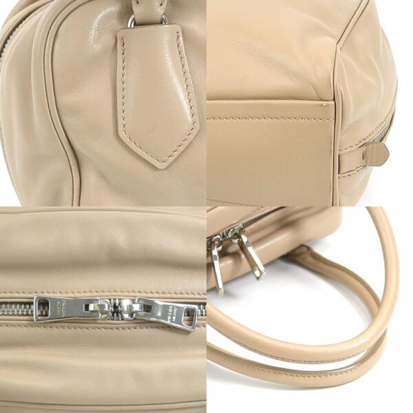 r9625a 9 c Prada Leather Handbag Beige