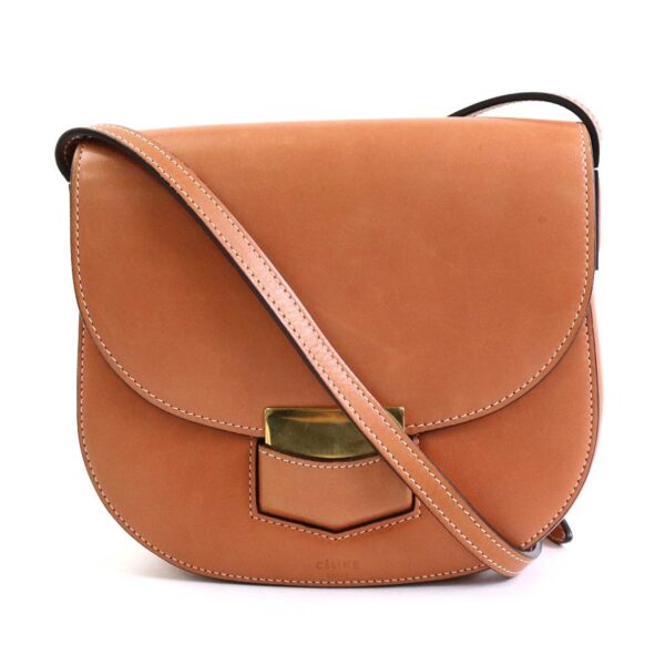 r9748a Celine Small Trotter Crossbody Shoulder Bag Leather Orange Brown