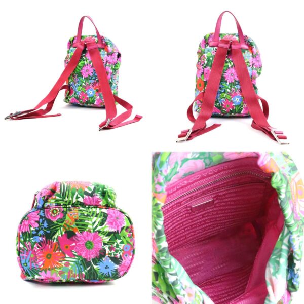 r9775g 2 c Prada Flower Botanical Nylon Backpack Pink Multicolor