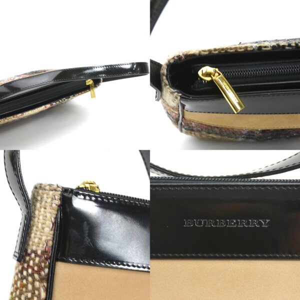 r9853g 7 c Burberry Check Patent Leather Shoulder Bag Black