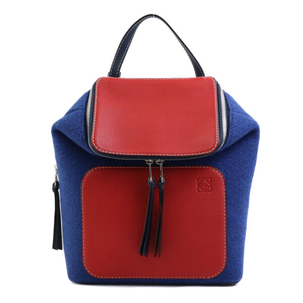 r9973g Loewe Leather Felt Backpack Red Blue