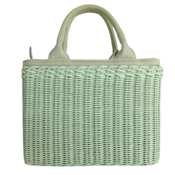 s0014j 1 Prada Shoulder Bag Canvas Wicker Green